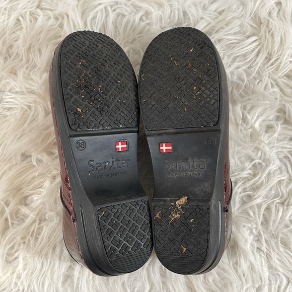 SANITA Bordeaux Sabel Slip-Resistant Red Metallic Comfort Clogs Women's Size 38 - Picture 11 of 14